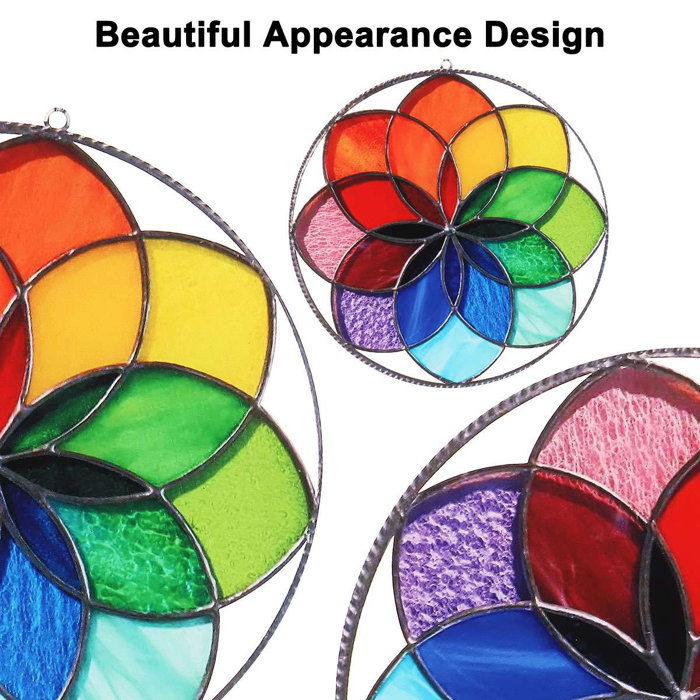 Arlmont & Co. Ayiana Rainbow Flower Window Panel Wayfair